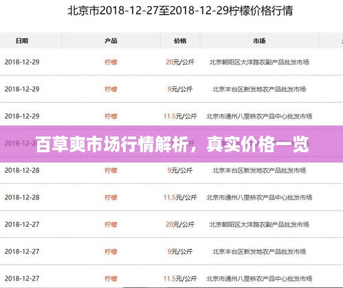百草爽市場行情解析，真實價格一覽