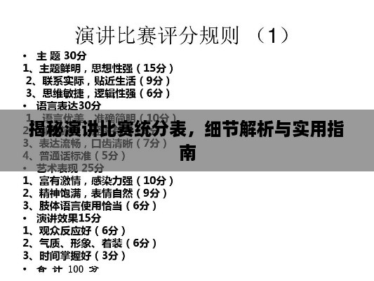 揭秘演講比賽統(tǒng)分表，細(xì)節(jié)解析與實(shí)用指南
