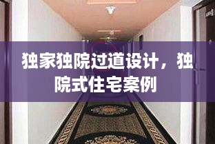 獨家獨院過道設計，獨院式住宅案例 