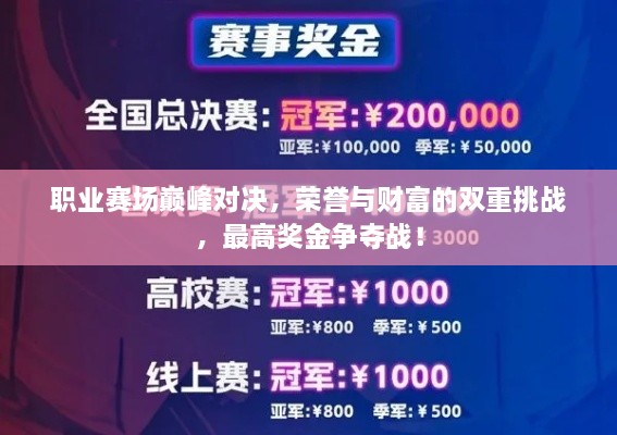 職業(yè)賽場(chǎng)巔峰對(duì)決，榮譽(yù)與財(cái)富的雙重挑戰(zhàn)，最高獎(jiǎng)金爭(zhēng)奪戰(zhàn)！