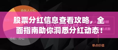 股票分紅信息查看攻略，全面指南助你洞悉分紅動(dòng)態(tài)！
