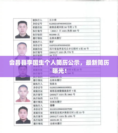 會昌縣李國生個人簡歷公示，最新簡歷曝光！