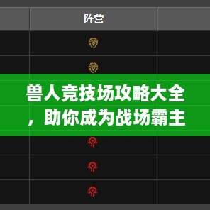 獸人競(jìng)技場(chǎng)攻略大全，助你成為戰(zhàn)場(chǎng)霸主！