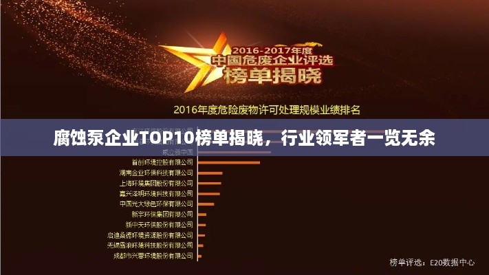 腐蝕泵企業(yè)TOP10榜單揭曉，行業(yè)領(lǐng)軍者一覽無(wú)余