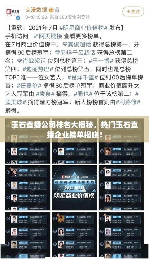 玉石直播公司排名大揭秘，熱門(mén)玉石直播企業(yè)榜單揭曉！