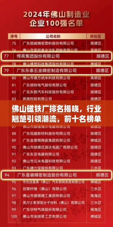 佛山磁鐵廠排名揭曉，行業(yè)翹楚引領(lǐng)潮流，前十名榜單全解析