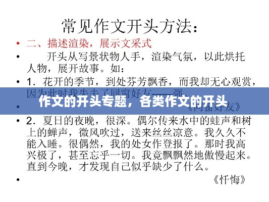 作文的開頭專題，各類作文的開頭 