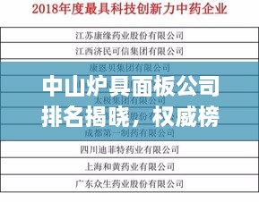 中山爐具面板公司排名揭曉，權(quán)威榜單揭秘行業(yè)巨頭！