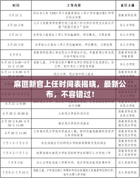 麻匪新官上任時(shí)間表揭曉，最新公布，不容錯(cuò)過！